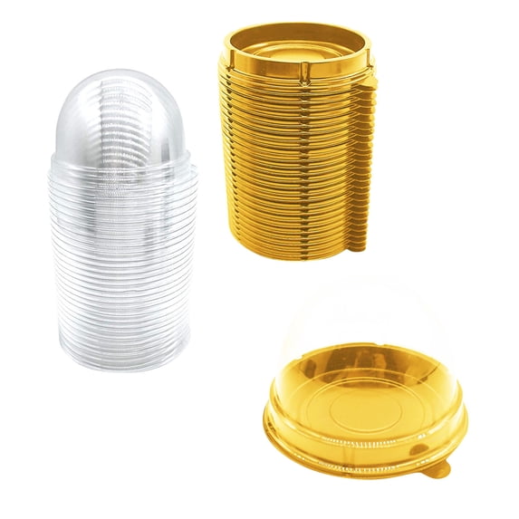 50PCS Disposable Cake Boxes, Round Plastic Transparent Dome Cupcake Containers for Desserts, Small Cakes, Muffins, and Partyplies, for Weddings, Birthdays, and Celebrations