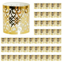 50PCS Disposable Laser-Cut Foil Paper Napkin Rings Self-Adhesive, Metallic Gold Wedding Christmas Dinner Party Table Setting Decor, Reusable Flat-Store Design