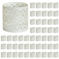 50PCS Disposable Napkin Rings,Weddings,Hollow Napkin Buckle Towel Paper,Laser Cut Foil Paper Napkin Rings Self Adhesive Set for Party Table Settings Decoration, Dinner Parties,Ivory white,6.87x1.93"