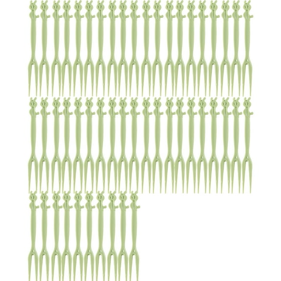 50PCS Disposable Plastic Fruit Forks - Two-Tooth Dessert Cake Forks, Small Appetizer Forks, Disposable Utensils for Parties Weddings Snacks