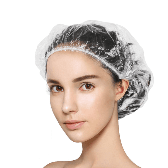 50PCS Disposable Shower Caps, Large Thick Clear Waterproof Shower Cap for Women, Home Use, Spa, Hotel and Hair Salon, Clear Shower Caps for Travel