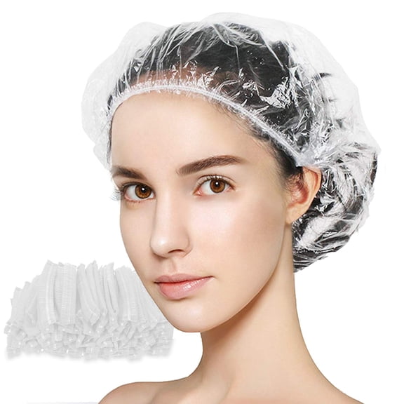 50PCS Disposable Shower Caps, Larger and Thicker Waterproof Shower Caps, Plastic Hair Caps for Women, Home Use, Hotel (50PCS Transparent)