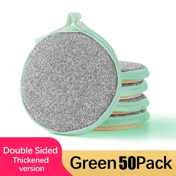 50PCS Double-sided Sponge Scrub Bowl Brush Pot - Cleaning Cloth for Family Kitchen,Cleaning Cloth Household Non-stick Oil Degreasing Dish Cloth Wipe