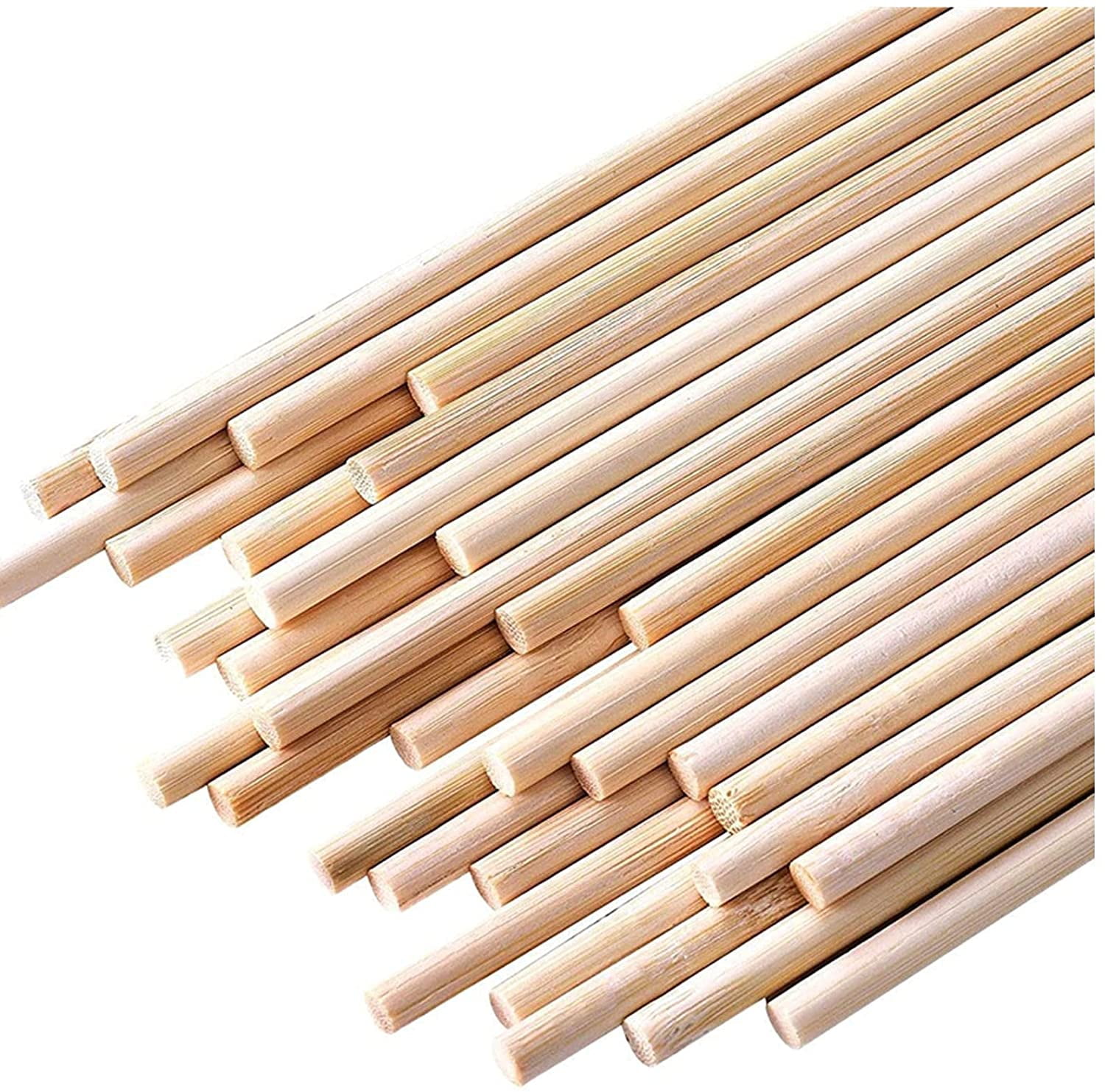 50PCS Dowel Rods Wood Sticks Wooden Dowel Rods 1/4 x 6 Inch Bamboo