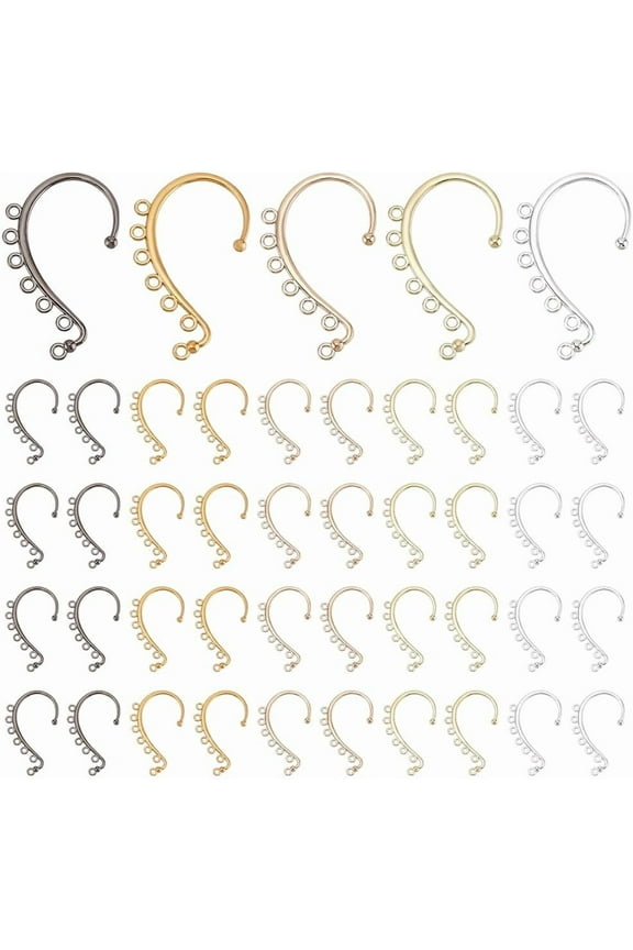 50PCS Ear Cuffs Earrings 5 Colors Alloy No Pierced Ear Clip Wrap Around Earring DIY Jewelry Making Accessories for DIY Earrings for DIY Cosplay Costume Prom Party Festival Accessory