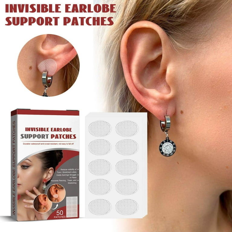 50PCS Ear Lobe Support Patches for Earrings, Clear Earring