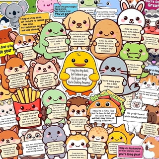 50PCS Emotional Support Animal Stickers – Affirmation Sticker Pack for Adults or Kids Cute Inspirational Buddies for Water Bottles, Laptops, Phones, Positive Quote Vinyl Waterproof