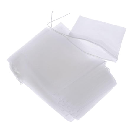 50PCS Empty Mesh Tea Filter Bags Loose Herbs Teabag with Drawstring 5x6cm