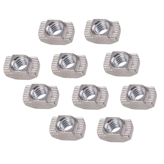 50PCS European Style T-Nut Nickel Plated Steel Pronged Tee Nut Threaded Insert Fastener Assortment Size 1