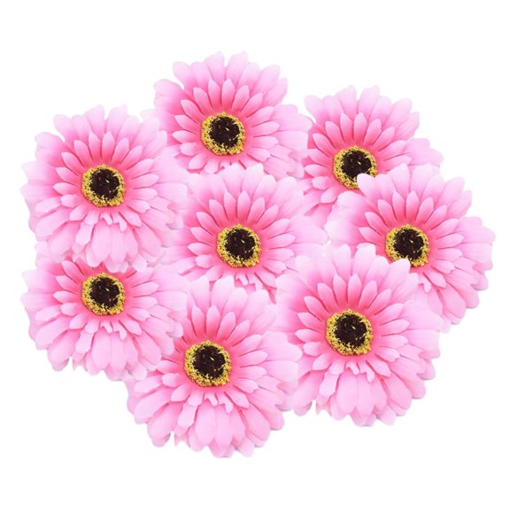 50PCS Fake Flower Heads in Bulk, Artificial Daisy Heads Gerbera Flowers Head for Crafts Home Wedding Decoration DIY Wreath Decor Artificial Flowers Head (Pink, 4inch)