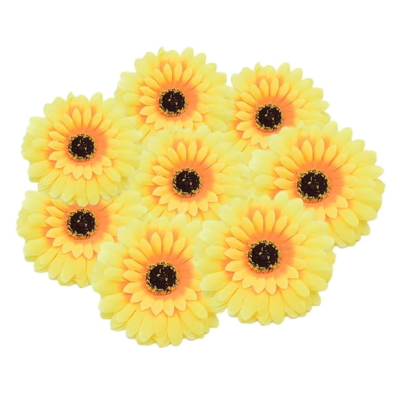 50PCS Fake Flower Heads in Bulk, Artificial Daisy Heads Gerbera Flowers Head for Crafts Home Wedding Decoration DIY Wreath Decor Artificial Flowers Head (Yellow, 4inch)