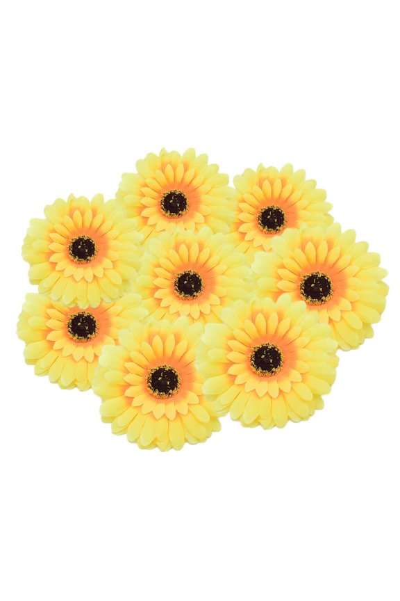 50PCS Fake Flower Heads in Bulk, Artificial Daisy Heads Gerbera Flowers Head for Crafts Home Wedding Decoration DIY Wreath Decor Artificial Flowers Head (Yellow, 4inch)