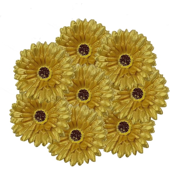 50PCS Fake Flower Heads in Bulk, Artificial Daisy Heads Gerbera Flowers Head for Crafts Home Wedding Decoration DIY Wreath Decor (Gold, 4inch)
