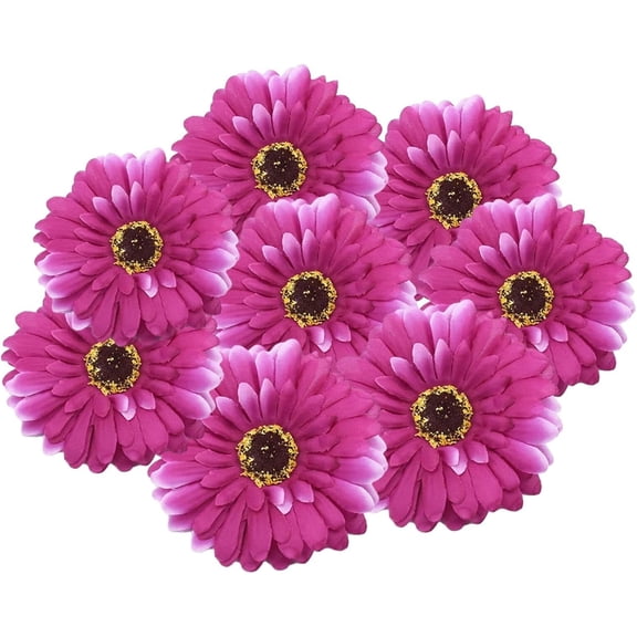 50PCS Fake Flower Heads in Bulk, Artificial Daisy Heads Gerbera Flowers Head for Crafts Home Wedding Decoration DIY Wreath Decor (Purple, 4inch)