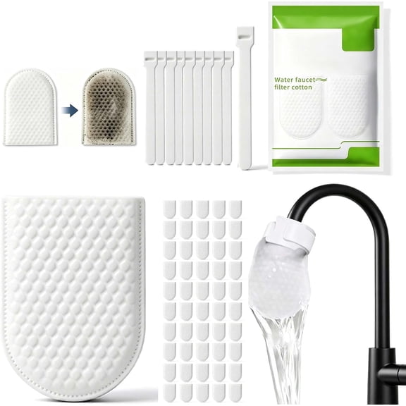 50PCS Faucet Filter Cotton Bags, 2026 New Universal Anti-Splash Water Filter for Kitchen Bathroom Faucet, Replaceable Sleeve to Remove Sand and Sediments (50PCS SET)