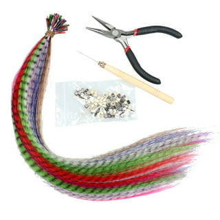 Feather Hair Extension Kit with Synthetic Feathers 100 Beads Plier