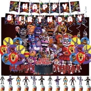 Five Night Freddy Birthday Party Decorations Security Breach - Glamrock Fred Banner, Cake Cupcake Topper, Balloons for for Kids and Adults