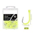 thumbnail image 1 of 50PCS Fluorescent Fishing Hooks Barbed Single Circle Carp Hook Sea Fishinhook 1-0#, 1 of 8