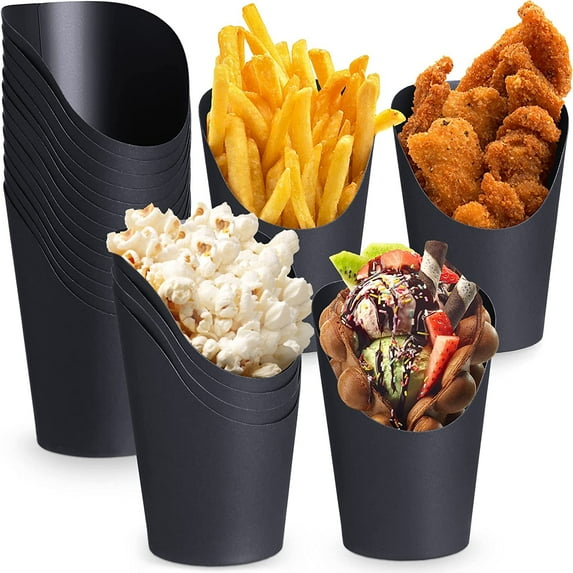 Dalrosia 50PCS French Fry Holder Disposable Party French Fries Cups 14oz/ 16oz Food Charcuterie Cones French Fry Container Paper Waffle Snack Popcorn Box for Wedding Birthday