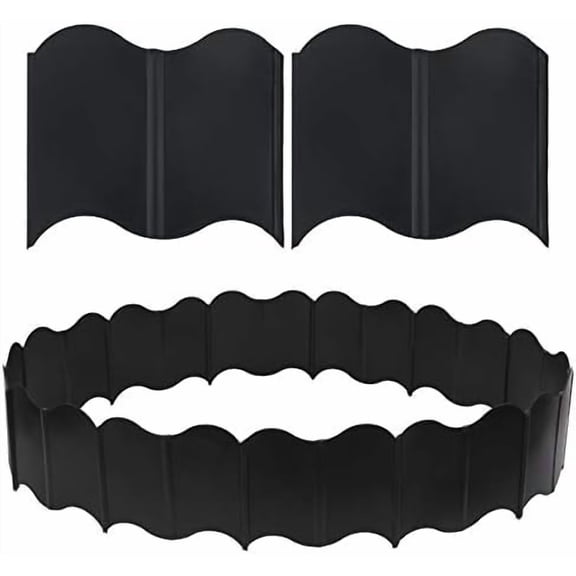 50PCS Garden Landscape Edging Border No Dig 6.10" x 5.30" Interlocking Landscaping Edging Kit, Hammer in Lawn Edge, Plastic No-Dig Pound-in Garden Lawn Edging for Outdoor DIY, Black$$Garden &