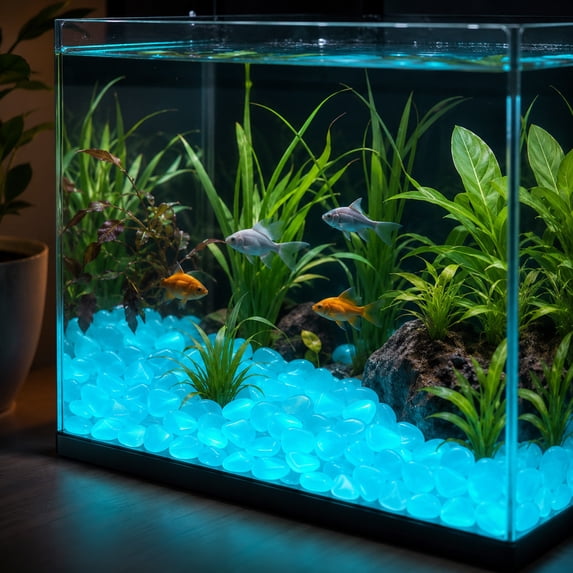 50PCS Glow In The Dark Aquarium Rocks, Luminous Resin Fish Tank Decoration Stones with Natural Texture for Underwater Landscape DIY Aquascaping Ornament Freshwater Saltwater Tank Decor