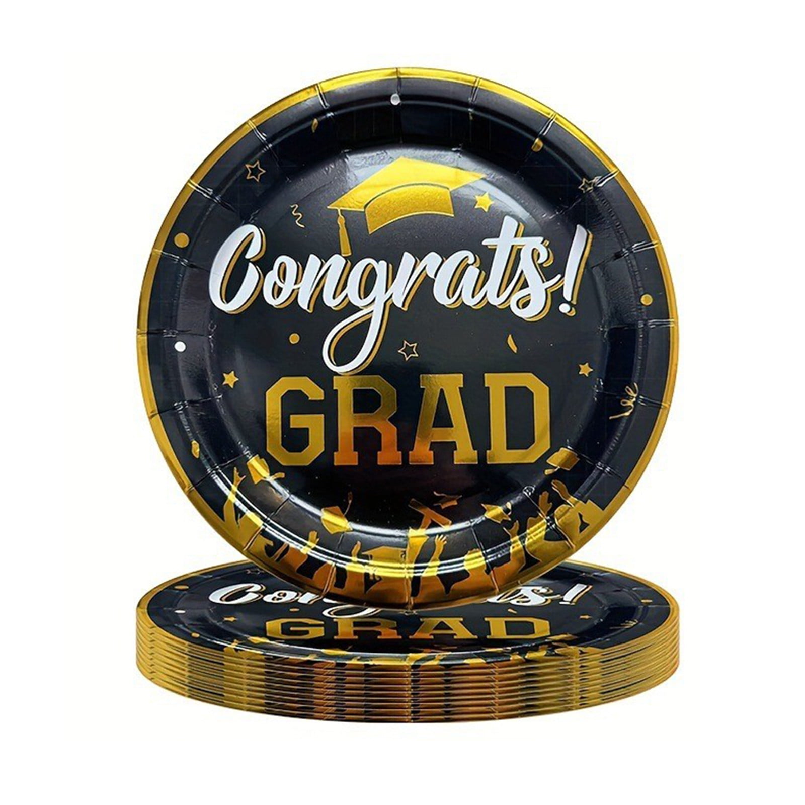50PCS Graduation Decorations 2026 Paper Plates 9 Inch Graduation Party Plates Congrats Grad Disposable Plates for Graduation Decorations Party Supplies
