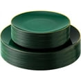 thumbnail image 1 of 50PCS Green Gold Plastic Plates, Green Pastic Plates for 25 Guests, Green Disposable Plates Include 25 Dinner Plates, 25 Green Dessert Plates, Ideal for Party, Wedding and Dinner, 1 of 14