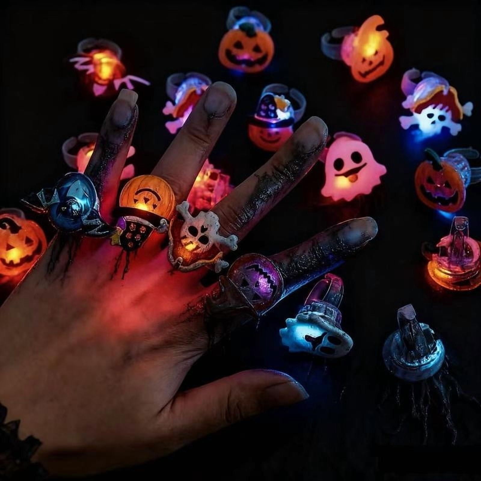 50PCS Halloween LED Light Up Rings – Pumpkin & Skull Party Favors ...