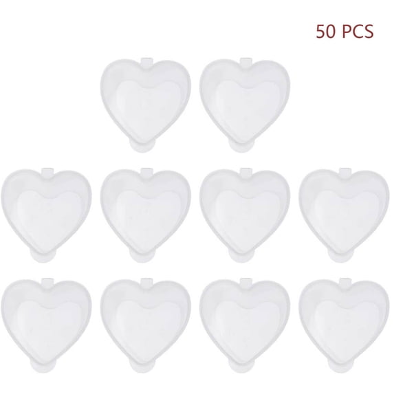 50PCS Heart Shaped Container, Transparent Plastic Storage Box with Lid, Small Empty Heart Cup for Party Favors, Candy, Jewelry, Crafts, DIY, Dessert, Snack Packaging (20ml)