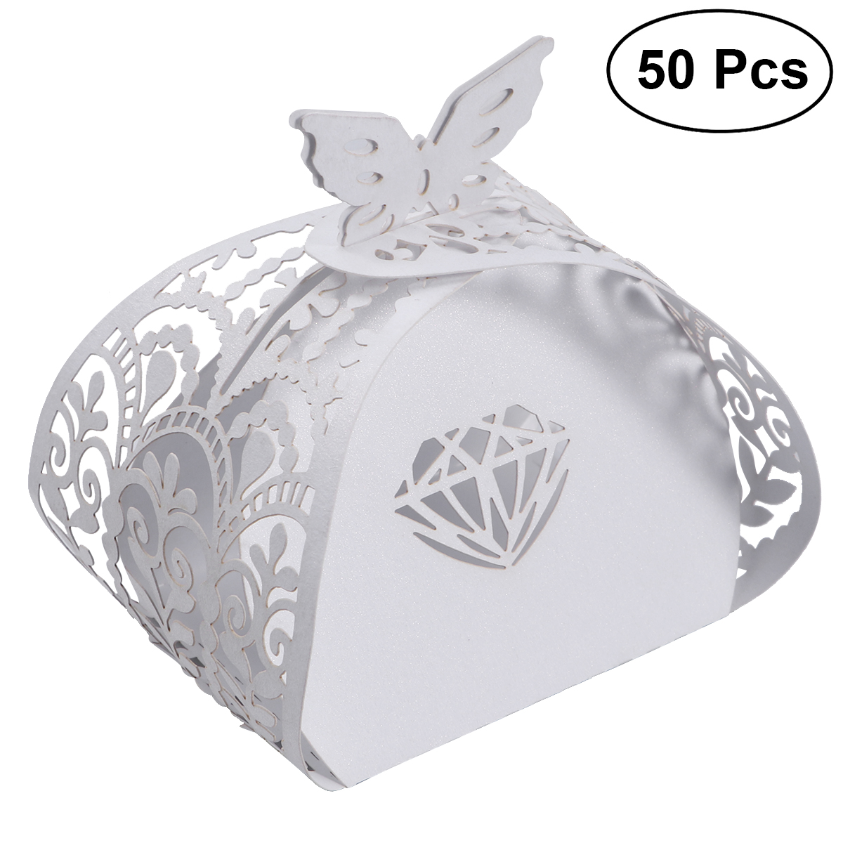 50PCS Hollow DieCut Favor Boxes Wedding Candy Boxes Wedding Gift Boxes