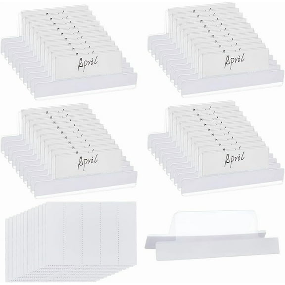 50PCS Insertable Self Adhesive Tabs with 4 Sheets(Total 100PCS) Labels Clear File Folder Tabs Sticky File Folder Labels Clear Divider Stick on File
