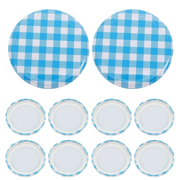 50PCS Jam Jars Lids Checked Plaid Jar Lids Regular Mouth Canning Lids Jelly Jar Lids Replacement Twists off Lids for Canning Jars 7.7cm
