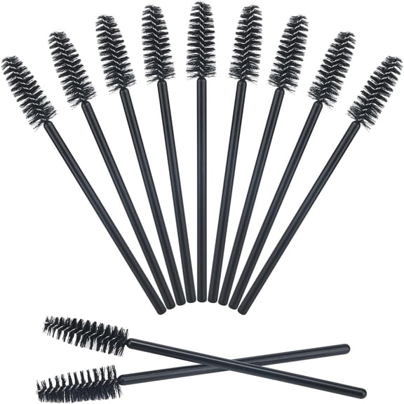 50PCS Mascara Wands Disposable Eyelash Eyebrow Spoolie Brush for Makeup Eyelash Extensions(Black)
