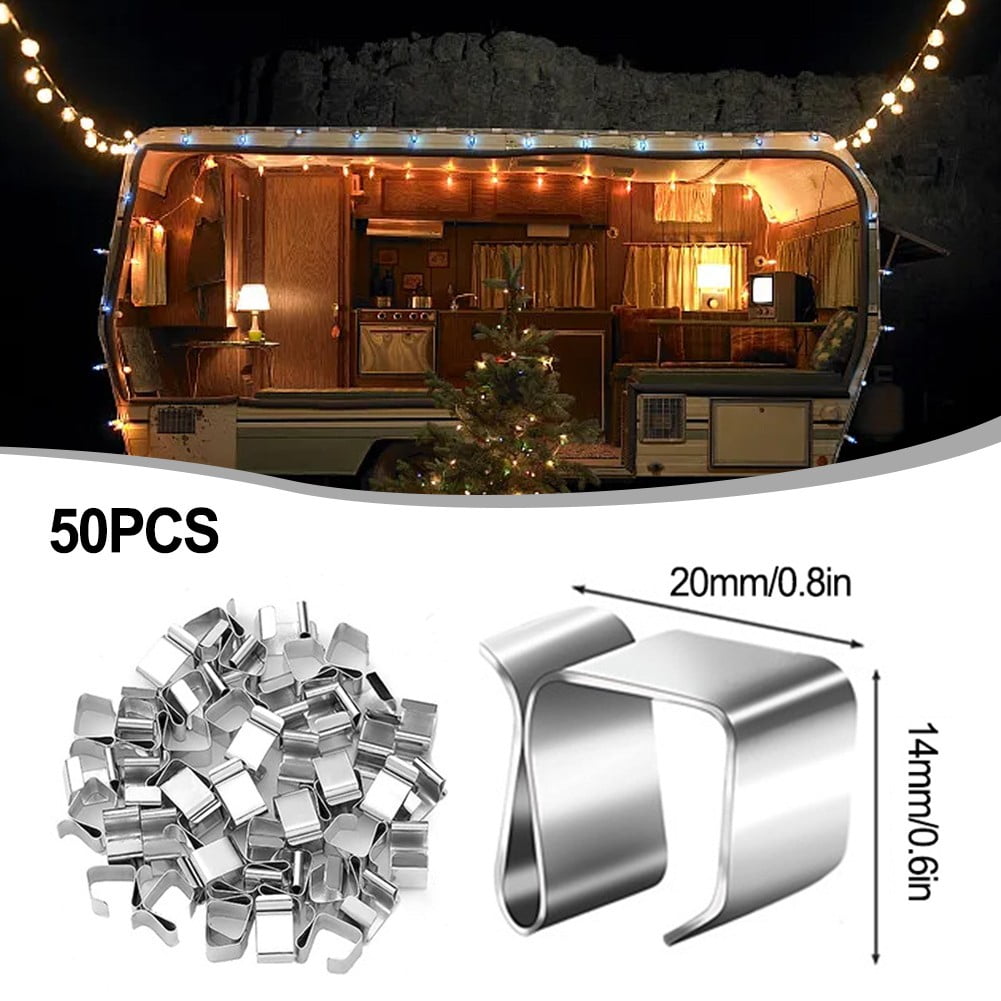 50PCS Metal Christmas Light Gutter Hooks Xmas Lights Hanging Clips