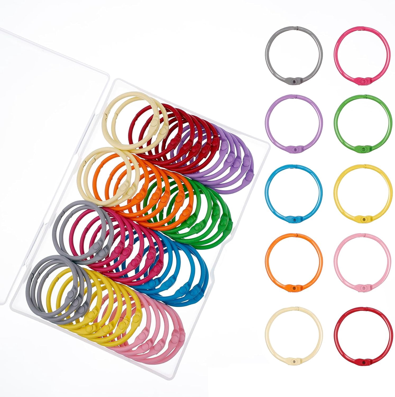 50PCS Metallic Loose Leaf Binder Rings 1 1/5 Inch Colorful Book Rings ...