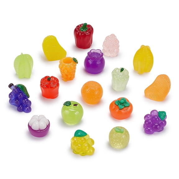 50PCS Mini Artificial Fruits Luminous Decor Resin Glow in The Dark Small Orange Star Fruit Grapes Miniature Food Decoration DIY