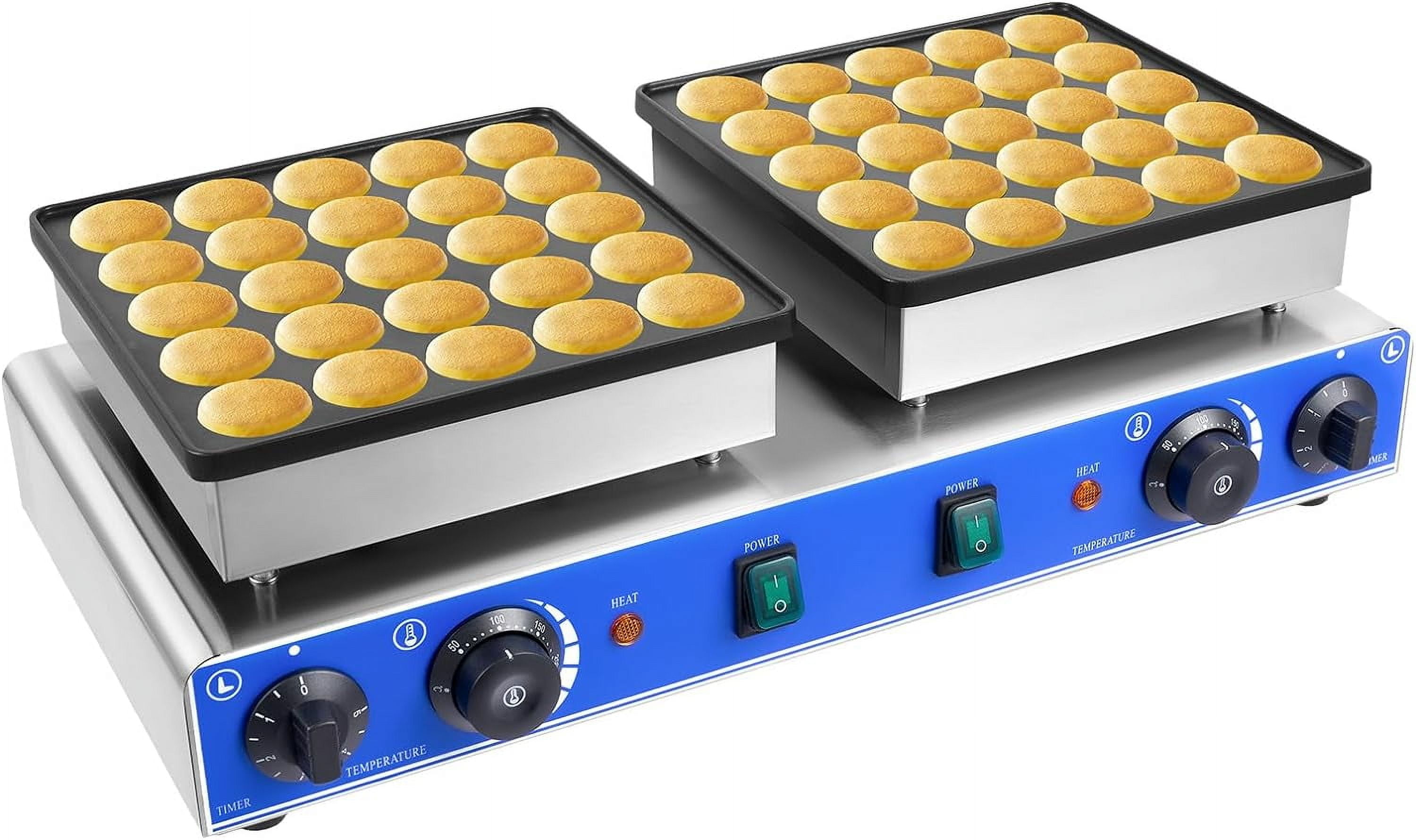 50PCS Mini Dutch Pancake Baker Commercial Waffle Maker Machine Pancake Maker Machine with Non-Stick Coating, Temperature Time Adjustable for Kitchen Restaurant