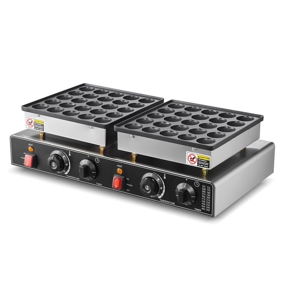 50PCS Mini Dutch Pancake Maker, 1800W Commercial Electric Poffertjes Grill Pan, Non-stick Stainless Steel Dorayaki Baker with Dual Temp & Time Control, for Kitchen Restaurant Breakfast Dessert