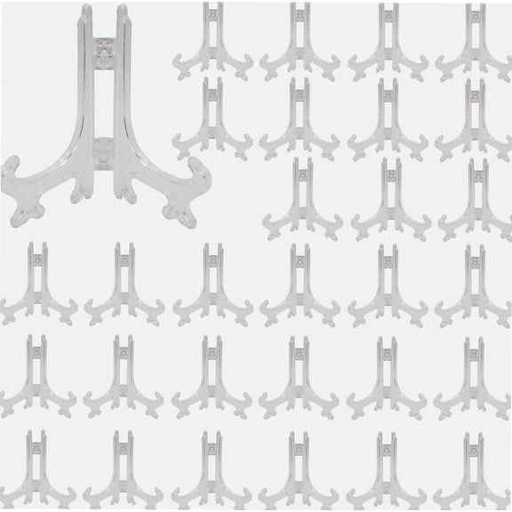 50PCS Mini Easel Stands 3 Inch Plastic Plate Stand Holder Display Picture Easel Stand for Display Picture Frame Collectibles Desktop Weddings Party Home Decoration (Clear, 3 Inch)