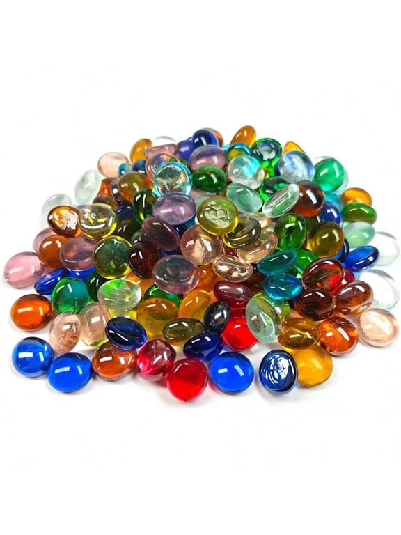 50PCS Mini Glass GemsMixed Colour Mancala Stones Flat Bottom Marble Beads for Home Decorative Art Craft Vase Filler 0.50.7