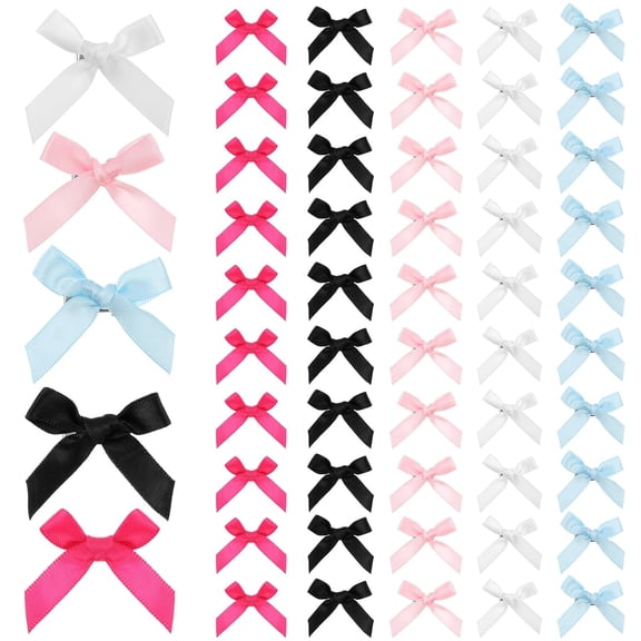 50PCS Mini Hair Bows Clips Colors Mixed Small Hairs Bows for Girly Cute Bow Hairpin Knotbow Ribbon Hairclips for Hair Design Pink Satin Bow Hairclips Hairs Accessories for Women