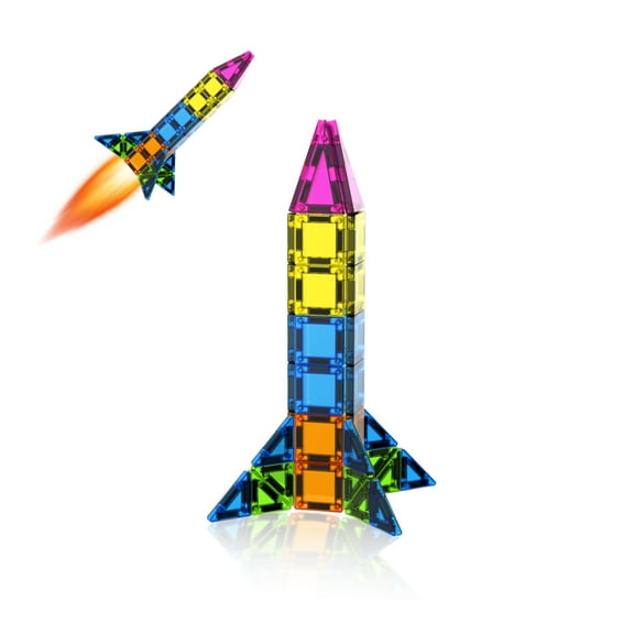 50PCS Mini Magnetic Tiles Travel Set with Metal Case STEM Educational Construction Toy for Kids Ages 3-9 Portable Building Blocks for Airplane, Camping, School, Home, Boys & Girls