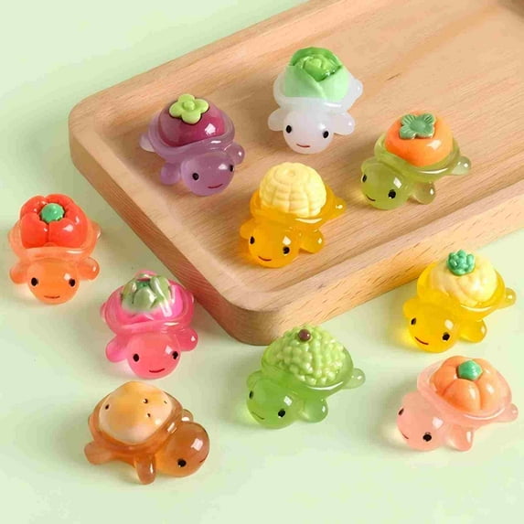50PCS Mini Resin Turtle Figurines, Whimsical Fruit & Vegetable Turtle Figures - to Hide Glow in The Dark Plastic Sea, Animals Bulk Dollhouse Accessories Decor, Crafts (Multicolor)