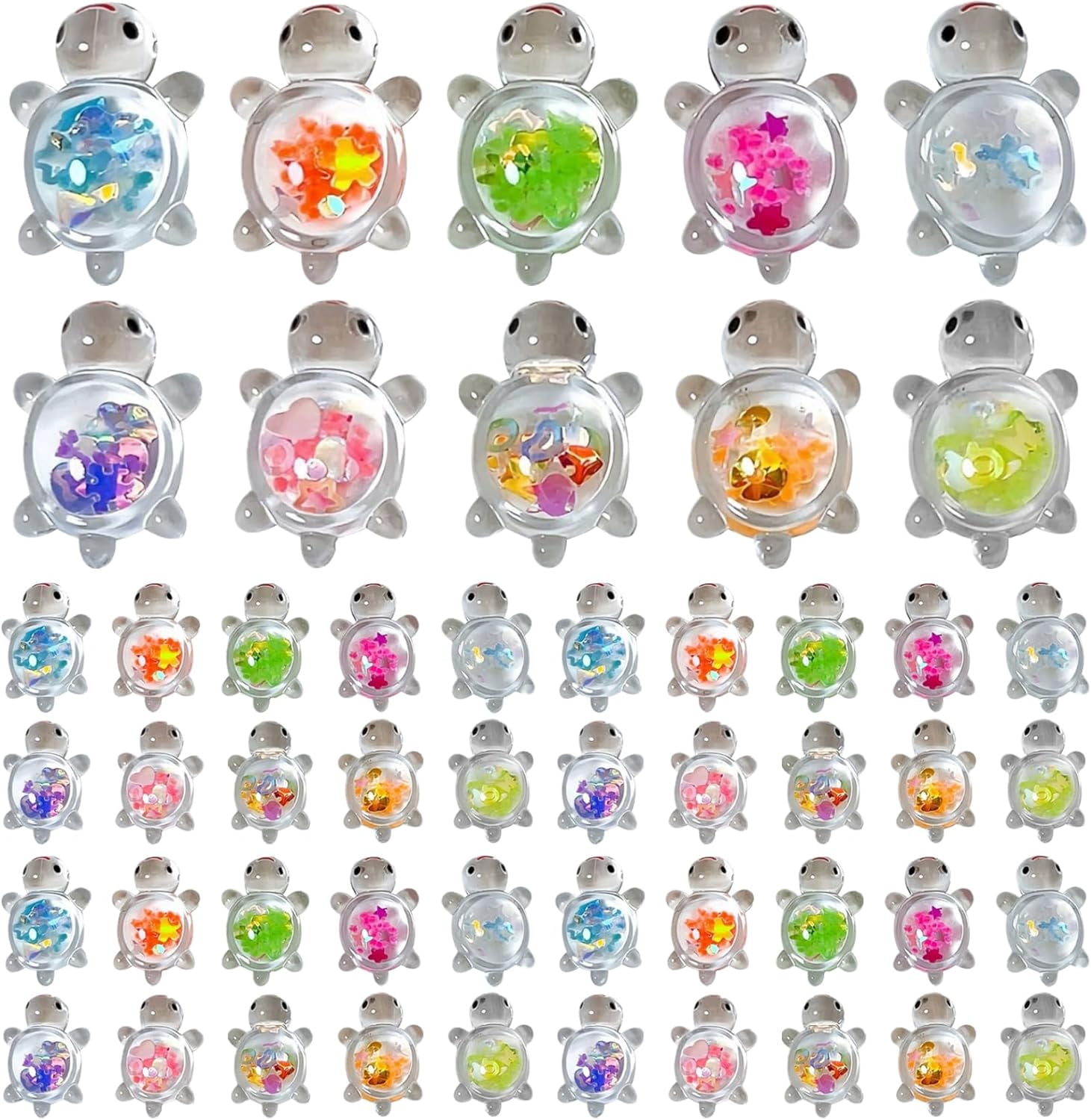 50PCS Mini Resin Turtles, Glow in The Dark Glitter Sea Turtle Figurines ...