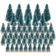 thumbnail image 1 of Qtmnekly 50PCS Miniature Artificial Christmas Tree Small Snow Frost Trees Pine Trees Christmas DIY Decoration Crafts Sisal silk + wood Blue-Green, 1 of 8