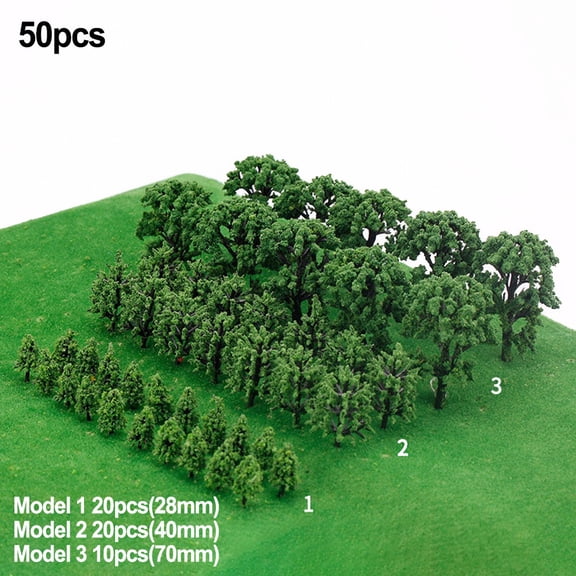 50PCS Miniature Trees Model Train Railroad Wargame Scenery Landscape Scale