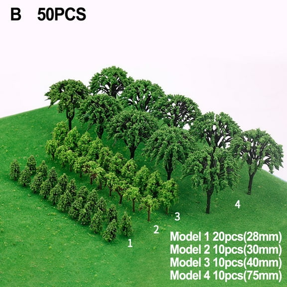 50PCS Miniature Trees Model Train Railroad Wargame Scenery Landscape Scale
