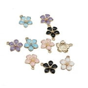 50PCS Mixed Color Enamel Flower Charm for Jewelry Making and Crafting (White, Pink, Blue, Black and Purple)