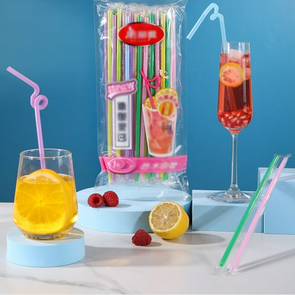 50PCS Multicolor Plastic Straws, 12.99in Extra-Length Disposable, BPA-Free & FDA-Compliant for Spring Parties, Picnics, School Lunches – Individually Wrapped Multicolor