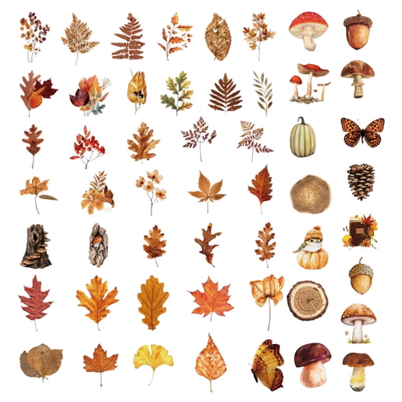 50PCS Natural Countryside Scenery Stickers Set Botanical Forest Elements for Journals Scrapbooks Planners Crafts